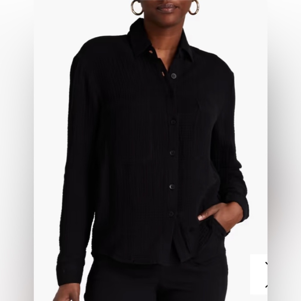 NWT Monrow gauze shirt in black